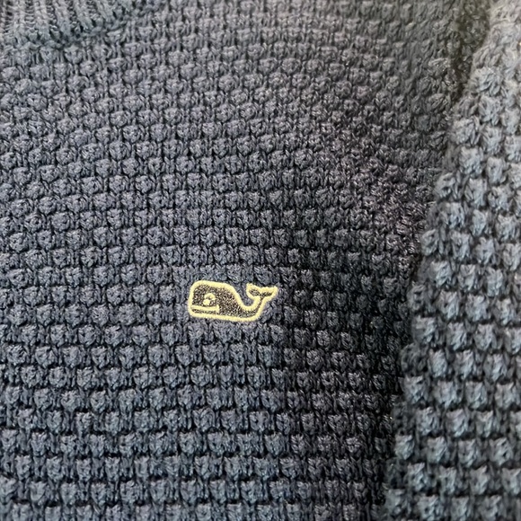 Vineyard Vines Ribbed V Neck Zippered Pullover Thick Textured Sweater. - Picture 4 of 10